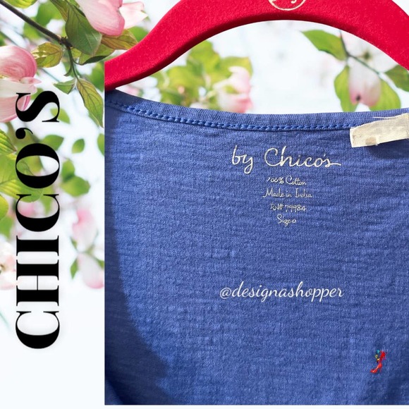 Chico's Pretty Blue Layered Tank Top Unique Layered front Size M/L - Picture 5 of 8